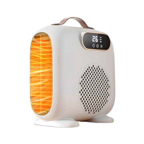 JIYIBEI Calefactor Eléctrico Portátil, Mini Calefactor De Sobremesa, Pantalla Digital, Pequeño Calefactor con Termostato, para Uso En Interiores De Oficinas y Escritorios