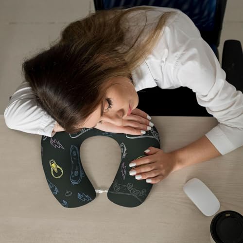 Almohada de viaje cuello espuma poliéster negra miniatura 7