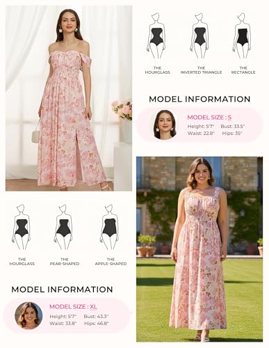 Image of GRACE KARIN 2026 Women's Summer Floral Wedding Guest Dress,Beach Flowy A Line Maxi Off Shoulder Bridesmaid Dresses