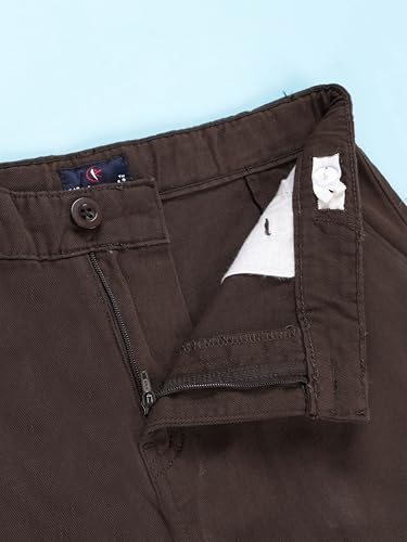 Image of KiddoPanti Boys 100% Cotton Twill Chinos Pant | Comfortable Regular Fit | 2 Side Pocket, 2 Back Pocket | Ankle Length | Back Elasticated Waistband with Button Zip Open Fly