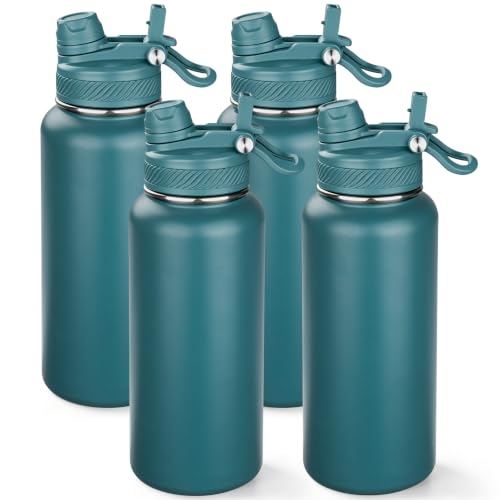 Image of 32 oz Insulated Water Bottle with Leak-proof 2-in-1 Straw and Spout Lid,Stainless Steel Sports Water Bottle with Handle,Double Wall Vacuum Metal Water Flask for Travel Camping School(Indigo,4)