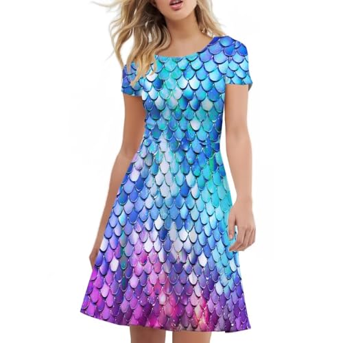 Image of Biyejit Women's Summer Casual Short Sleeve T-Shirt Swing Dress Crew Neck Plus Size S-4XL