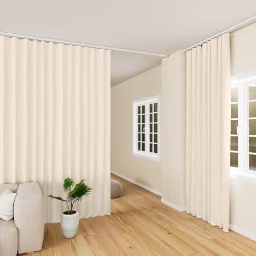 Hoeflife Room Divider Curtains Blackout Floor to Ceiling Curtain with Hook Sliding Door Curtains Ceiling Mount Extra Wide Curtain Wall Divider for Room Separation (Navy Blue, W180 x H96 Inch) by hoeflife - Image 6