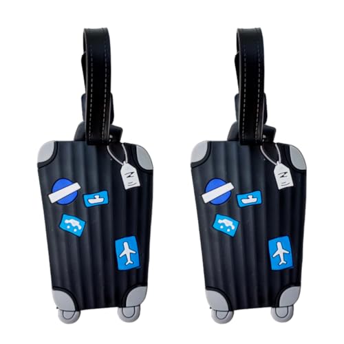 Kit 2 Identificador de Mala de Viagem Tag de Bagagem Férias Avião Etiqueta de Silicone Premium (PRET