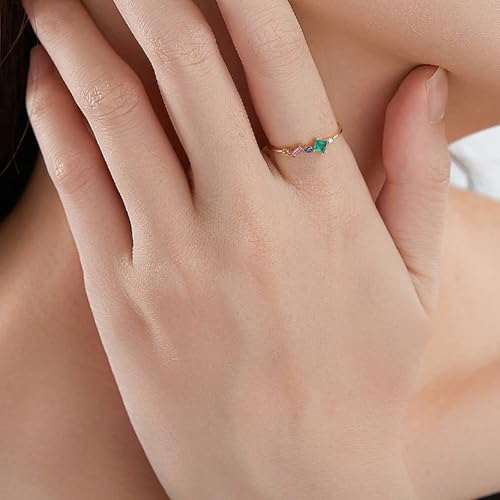Bague de fiançailles or jaune 14k et pierres colorées pour femme