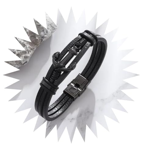 Bijoux hommes bracelets mode luxe cuir noir foncé boucle punk branché