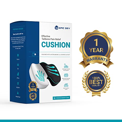 Epicdev Comfort Seat Cushion For Tailbone Pain Relief - Non-Slip Ergonomic Cold Gel And Memory Foam For All-Day Sitting Support - Office Chairs,Car Seat,Wheelchair Cushion #TOP5