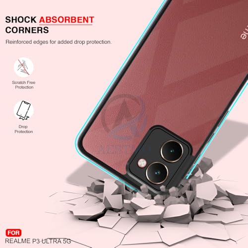 Image of AESTMO Realme P3 Ultra 5G Back Cover | 360 Protection | Crystal Clear Hard Back Transparent | Bumper Case for Nothing Realme P3 Ultra 5G (PC+TPU, Black Bumper)