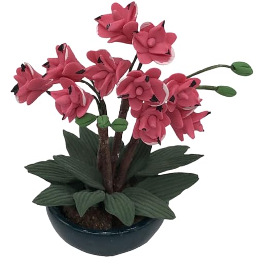 SAFIGLE Flor Artificial Minipepino Flor De Orquídea En Maceta Mini Plantas De Flores Plantas En Macetas Árbol De Dinero Bonsái Bonsáis Artificiales Miniaturas Escritorio Accesorios Resina