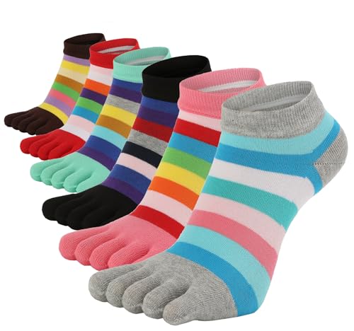 Image of Women Toe Socks 5 Finger Cotton Wicking Athletic 6 Pack 3 Pack