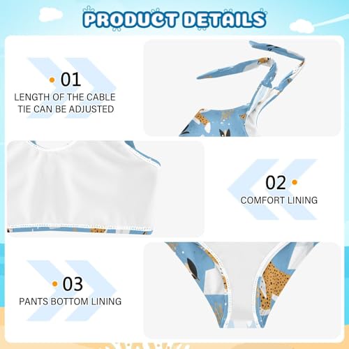 Modern Leopard Pattern Girls' 2 Piecing Kids Bikini Set Beach Bathing Suit Swimwear Adjustable Strap4