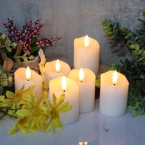 Image of 400+ Hour Flameless Votive Candles, 2 x 3 Inch 6-Pack Real Wax Flickering Candles with Remote Timer, Centerpiece Decor for Tables Weddings Celebrations Anniversary Halloween & Christmas