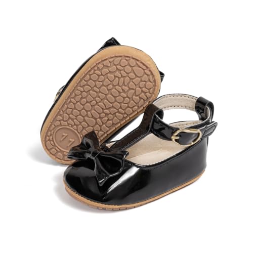Image of KIDSUN Infant Baby Girls Mary Jane Shoes Non-Slip Rubber Sole Ballet Slippers Princess Dress Wedding Shoe Newborn Crib Shoes First Walkers Shoes