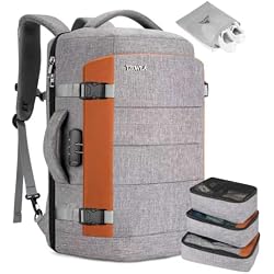Tzowla 40L Expandable Travel Laptop Backpack for Men Women Carry on Flight Approved,Large Capacity Anti Theft Backpacks with Giant Tumbler Holder Pocket,Personal Item Bag Fit 17.3