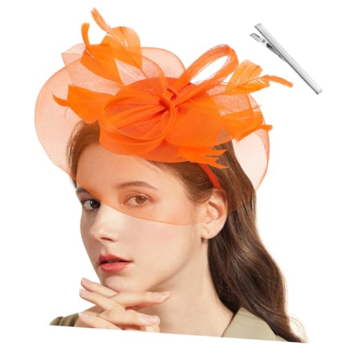 Chapeau de mariage haut de gamme avec voilette et plumes rétro