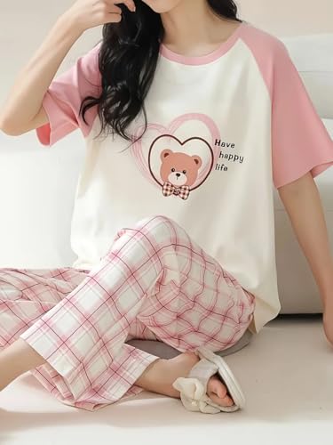 Image of Louis Luxe Womens Korean Night Dress || Full Pyjama Set || Korean Nightsuit || Women Nightwear ||Round Neck Full Sleeve Nightsuit || Loungewear || Everyday Nightdress