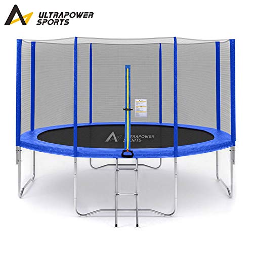 ULTRAPOWER SPORTS Outdoor Trampoline de Jardin, 366 cm, Trampoline Set Complet avec Tapis de Saut, Filet de sécurité, échelle, bâche et revêtement pour Les Bords, 150kg - Bleu Cover