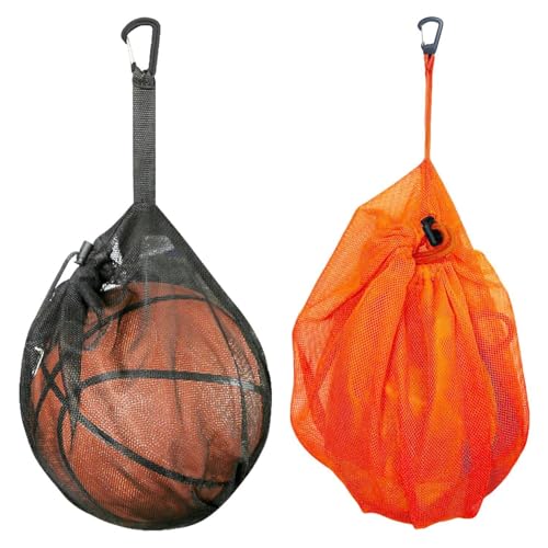 COACOM 2 Stück Basketballnetztasche Aufhängebeutel, Haken Tragbare Aufbewahrung, Praktisch, Verschleißfest Und Faltbar, Praktisch Für Alle Arten Von Ballsportarten.