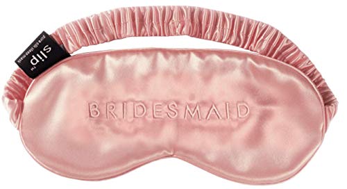 Product Image of the Slip Silk Sleep Mask, Bridesmaid Pink Embroidered (One Size) - 100% Pure Mulberry 22 Momme Silk Eye Mask - Comfortable Sleeping Mask with Elastic Band + Pure Silk Filler and Internal Liner