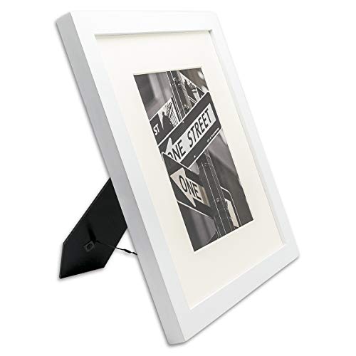 The Display Guys –– Solid Pine Wood Picture Frame with Tempered Glass and Mat – Wall Mounting – 11" x 14" - White - 4 Pack - Thumbnail 2