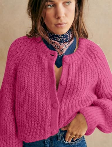 Image of Cardigan Sweaters for Women Chunky Knit Cardigans Long Sleeve Button Sweater Jacket 2024 Fall Winter