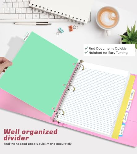 3 Ring Binder 1.5 inch,Cute Binder Organizer with 5 Tab Dividers Fits 175 Sheets of 8.5x11 Paper, Customizable Clear Cover with Inside Pockets, Aesthetic 1.5" Three Ring Binders for School Office,Pink - Image 3