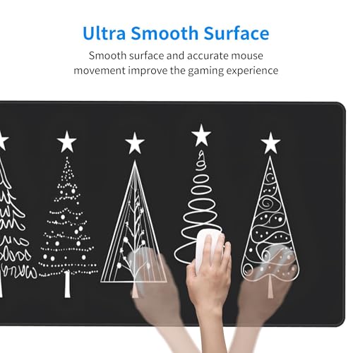 Image of Christmas Tree Star Extended Gaming Mouse Pad, with Stitched Edges Large Mouse Pad Desk Protector, Rubber Base Mousepad Keyboard Mouses Mat for Work Game Office Home- 32 inch X 12 inch Inch,E684