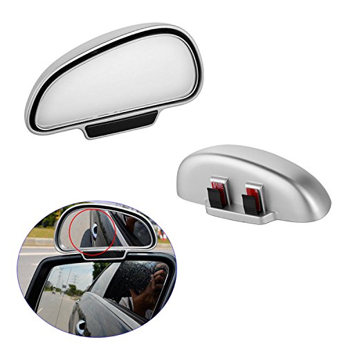 Side View Blind Spot Mirror, Car Mirror Wide Angle Side Mirror 360 Degree Adjustable Attach On Rear View Mirror for Vehicle SUV Motorcycle - 1 PAIR OF LEFT & RIGHT, SILVER HOUSING