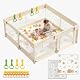 KUQAZ Beige Laufstall Baby mit Matratze – 150×150cm Laufgitter Baby