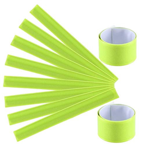 Reflective Slap Bracelet, 10 Pack Reflective Slap Circle Self-Rolling Clap Wristband Night Running Riding Buckle Wristband