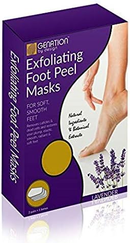 Genation Exfoliant Foot Peel Mask - All-Natural Antifungal Peeling Treatment For Soft Smooth Feet- Dead Skin & Callus Remover Repairs Cracked Rough Dry Soles & Heels (2 Pair) Lavender Scented