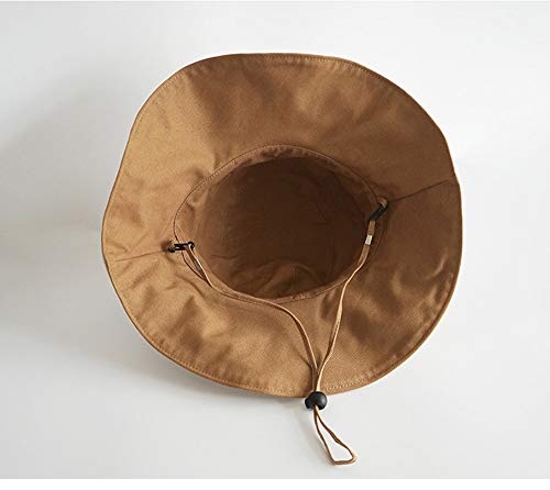 Assqi Women's Sun Hats Summer Beach Foldable Cotton Cap Wide Brim Chin Cord Beige #TOP6