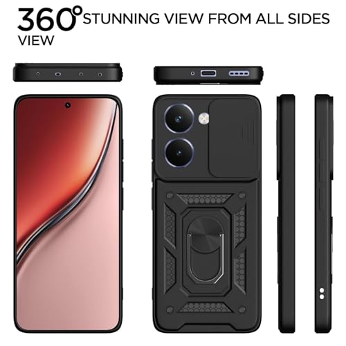Image of Luxe Back Cover for Realme P3 Ultra 5G | D10 Tough Armor Case | Sliding Camera Shield | 360 Protection | Kickstand Ring Holder | Military-Grade Shockproof Bumper Case