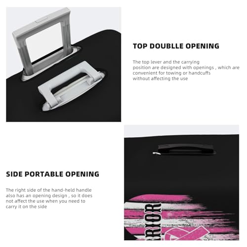 American Flag Heart Breast Cancer Warrior Travel Luggage Cover Suitcase Protector Fits 18-21 Inch Case(Black,S)4