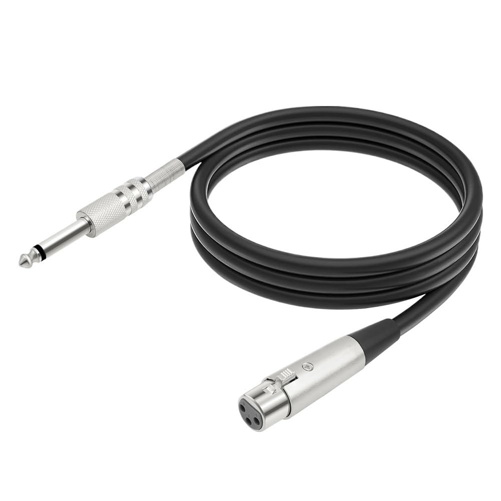 XLR żeński do 1/4 (6,35 mm) mono Ja-ck przewód mikrofonowy pleciony niezrównoważony kabel mikrofonowy (1,8 m)