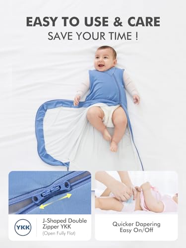 Image of HAPIU Unisex Rayon Made from Bamboo Baby Sleep Sack TOG 0.5, 2-Way Premium Zipper, Wearable Blanket