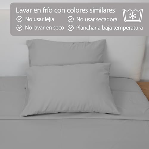Miniatura 7 de Etrexonline Conjunto De Sábanas 4 Piezas Cama 150 Cm - Microfibra Ultra Suave Incluye 1 Bajera 150x200 30 Cm, 1 Encimera 230x270 Cm, Y 2 Fundas De Almohadas 50x75 Cm - Color Gris Claro