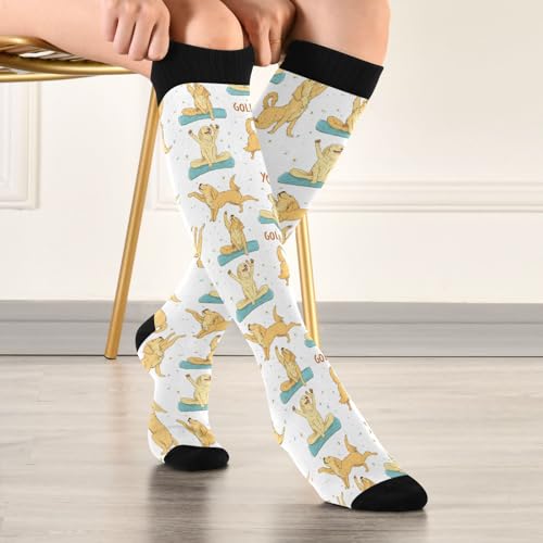 Image of Wusikd Blue Yellow Monster Trucks Compression Socks for Women and Men Circulation Long Socks for Athletic Running 1