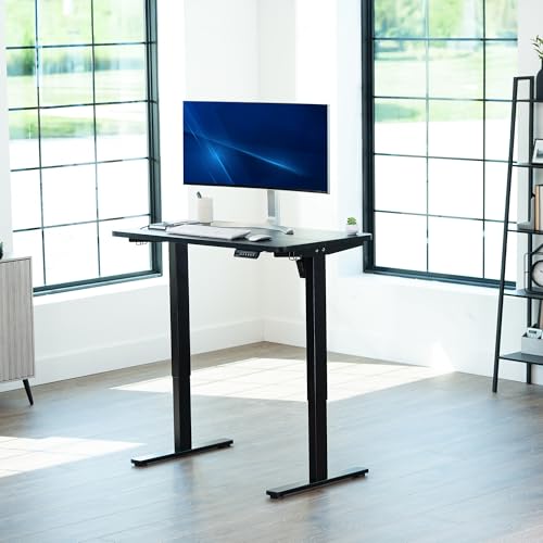 Image of VIVO Black 43 x 24 in Standing Desk, DESK-1B4B | Electric, Holds 220 lbs, Sit Stand Up, Height Adjustable, Home Office, Memory Presets, 1B Series, Black Frame