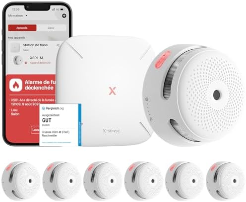X-Sense Détecteur de Fumée Connecté, Kit de Sécurité pour la Mais...