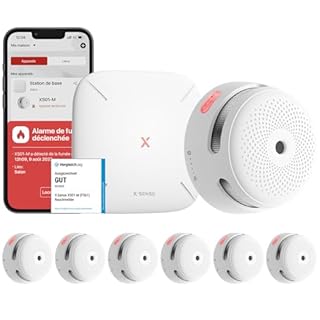 X-Sense Détecteur de Fumée Connecté, Kit de Sécurité pour la Maison avec SBS50 Station de Base, Conforme à la Norme EN14604, Compatible avec l'Appli X-Sense Home Security, FS61