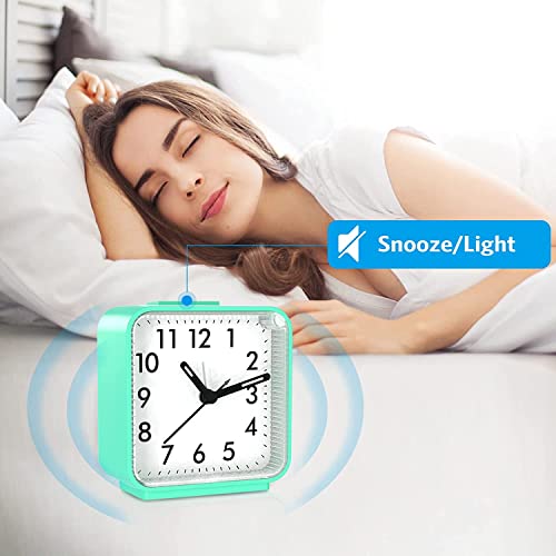 Image of AMIR Analog Alarm Clock, Silent Non Ticking Small Clock, Travel Alarm Clock with Snooze & Light, Ascending Beep Sounds, Battery Operated Loud Alarm Clock for Bedroom, Bedside, Desk