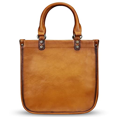 Image of Genuine Leather Handbags for Women Vintage Real Leather Fashion Tote Bag Shoulder Bag Crossbody Bag Satchel Purse