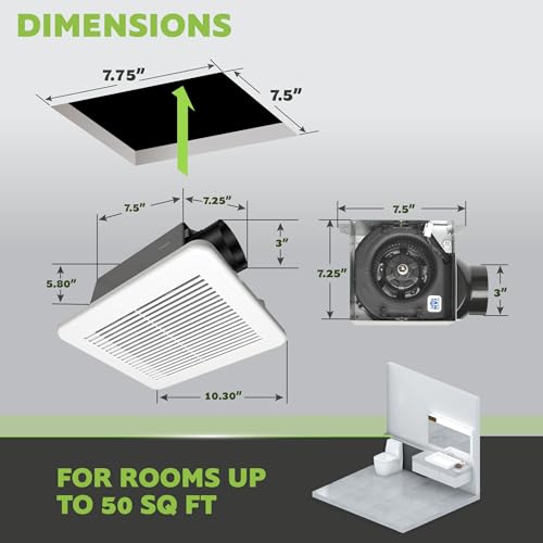 Image of Homewerks 50 CFM 1.0 Sone Bathroom Exhaust Fan, ENERGY STAR, DC Motor