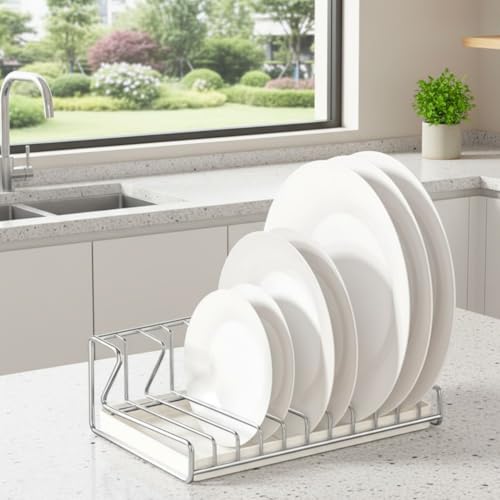 Escurridor de platos inoxidable 304 con bandeja de drenaje para encimera 8