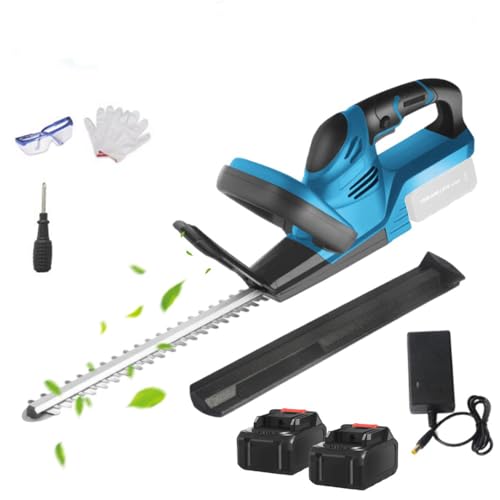 Cortasetos profesional inalámbrico de 21 V, cortadora de setos eléctrica inalámbrica recargable, diámetro de corte de 3 a 4 pulgadas, doble hoja de corte, 800 W, tamaño de seto, jardín y patio