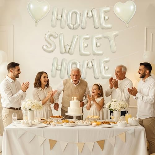 Image of TONIFUL 16 Inch Cream White HOME SWEET HOME Letter Balloon Decorations