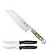 Produktbild Güde Santokumesser 18 cm Kulle Alpha Olive X546/18 plus 2 x SCHARFsinnig Pizza- und Steakmesser ultra-sägescharf