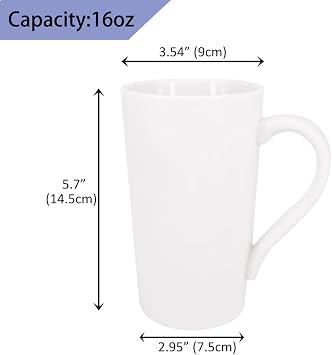 YBCPACK 2 Pack 16 OZ/450ml Large Porcelain Mug Coffee Cup with Handle