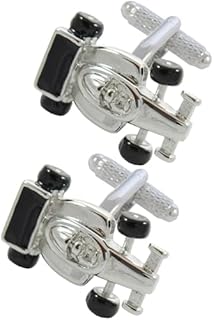 Gemelli Camicia Uomo Auto - Con Scatola - Auto Da Corsa - Perfetto Per Gli Appassionati Di Sport - Ottone - Argento Colorato - Automobilistiche - Un Paio